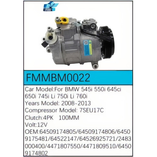 PartzBiz CE: -Compressor for BMW - FMMBM0022 PartzBiz CE: -Compressor for BMW - FMMBM0022