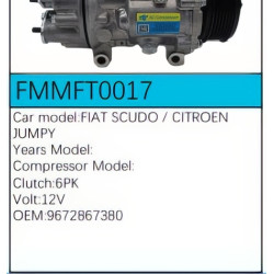 PartzBiz CE FMMFT0017 - Compressor for Fiat - FMMFT0017 PartzBiz CE FMMFT0017 - Compressor for Fiat - FMMFT0017