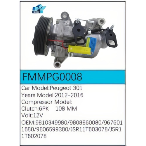 PartzBiz CE: -Compressor for Peugeot - FMMPG0008 PartzBiz CE: -Compressor for Peugeot - FMMPG0008