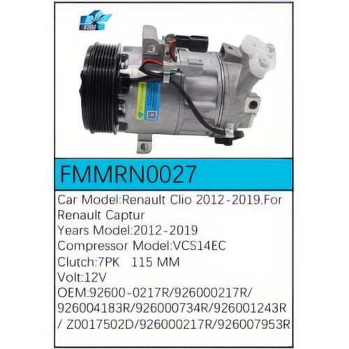 PartzBiz CE: -Compressor for Renault - FMMRN0027 PartzBiz CE: -Compressor for Renault - FMMRN0027