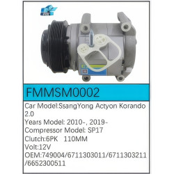 PartzBiz CE FMMSM0002 - Compressor for SsangYong - FMMSM0002 PartzBiz CE FMMSM0002 - Compressor for SsangYong - FMMSM0002