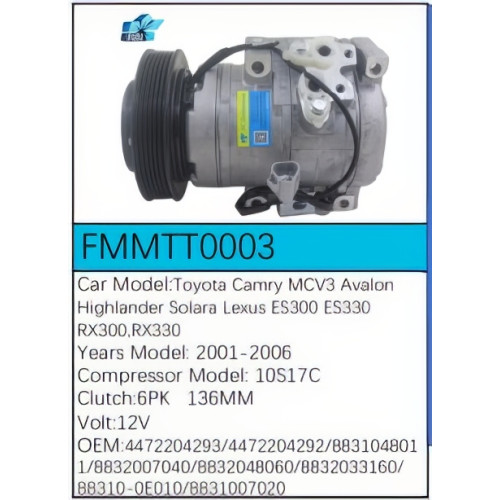 PartzBiz CE: -Compressor for Toyota - FMMTT0003 PartzBiz CE: -Compressor for Toyota - FMMTT0003