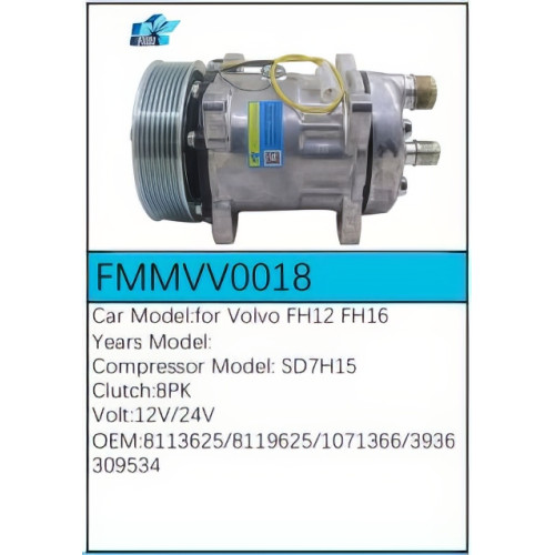 PartzBiz CE: -Compressor for Volvo - FMMVV0018 PartzBiz CE: -Compressor for Volvo - FMMVV0018
