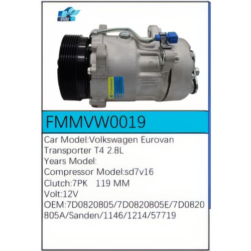PartzBiz CE: -Compressor for Volkswagen - FMMVW0019 PartzBiz CE: -Compressor for Volkswagen - FMMVW0019