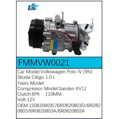 PartzBiz CE: -Compressor for Volkswagen - FMMVW0021 PartzBiz CE: -Compressor for Volkswagen - FMMVW0021