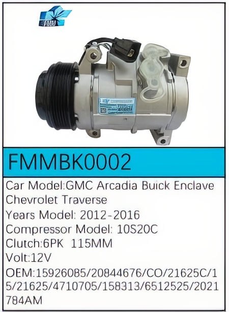PartzBiz CE: -Compressor for Buick - FMMBK0002 PartzBiz CE: -Compressor for Buick - FMMBK0002
