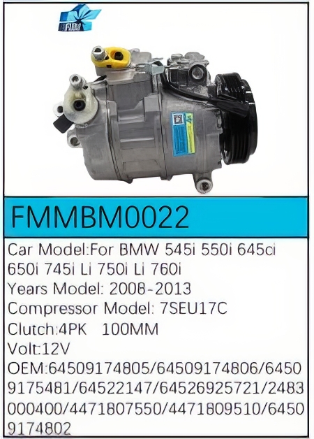 PartzBiz CE: -สำหรับคอมเพรสเซอร์ BMW - FMMBM0022 PartzBiz CE: -สำหรับคอมเพรสเซอร์ BMW - FMMBM0022
