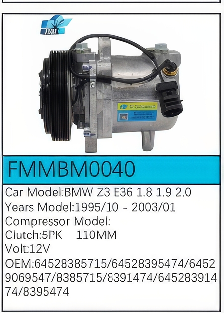 PartzBiz CE: -Compressor for BMW - FMMBM0040 PartzBiz CE: -Compressor for BMW - FMMBM0040