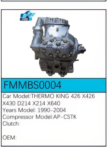 PartzBiz CE: -สำหรับคอมเพรสเซอร์ Thermo King - FMMBS0004 PartzBiz CE: -สำหรับคอมเพรสเซอร์ Thermo King - FMMBS0004