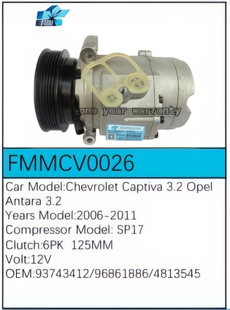 PartzBiz CE: -สำหรับคอมเพรสเซอร์ Chevrolet - FMMCV0026 PartzBiz CE: -สำหรับคอมเพรสเซอร์ Chevrolet - FMMCV0026