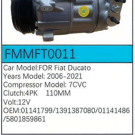 PartzBiz CE: -Compressor for Fiat - FMMFT0011 PartzBiz CE: -Compressor for Fiat - FMMFT0011
