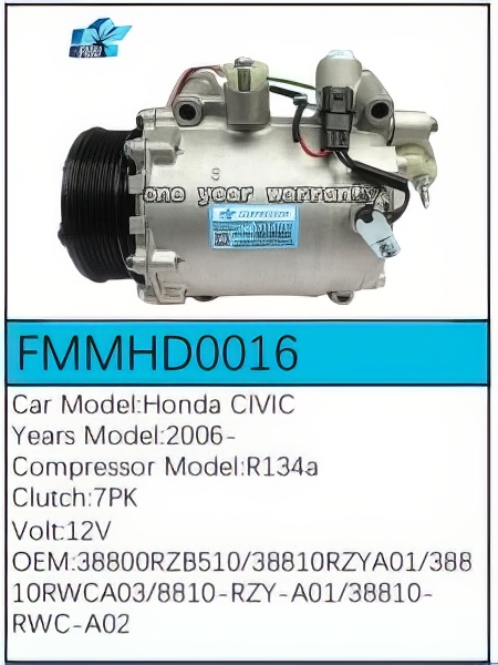 PartzBiz CE: -Compressor for Honda - FMMHD0016 PartzBiz CE: -Compressor for Honda - FMMHD0016