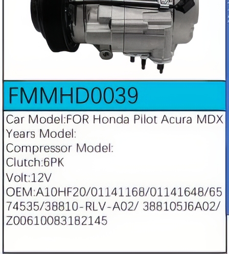 PartzBiz CE: -Compressor for Honda - FMMHD0039 PartzBiz CE: -Compressor for Honda - FMMHD0039