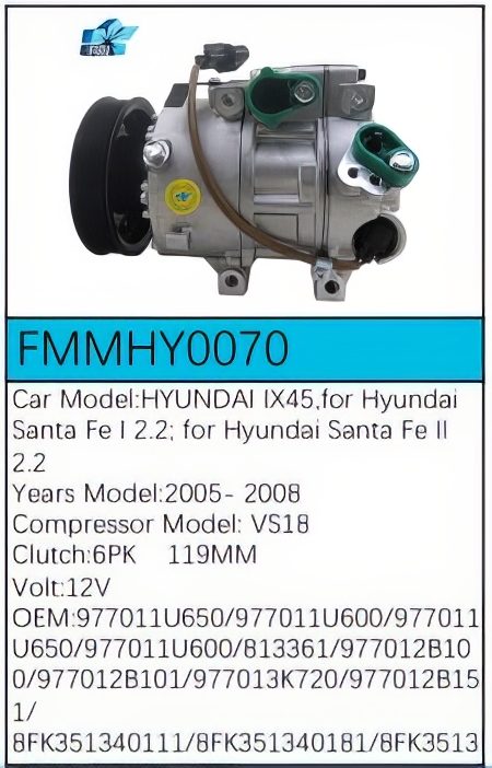 PartzBiz CE: -สำหรับคอมเพรสเซอร์ Hyundai - FMMHY0070 PartzBiz CE: -สำหรับคอมเพรสเซอร์ Hyundai - FMMHY0070
