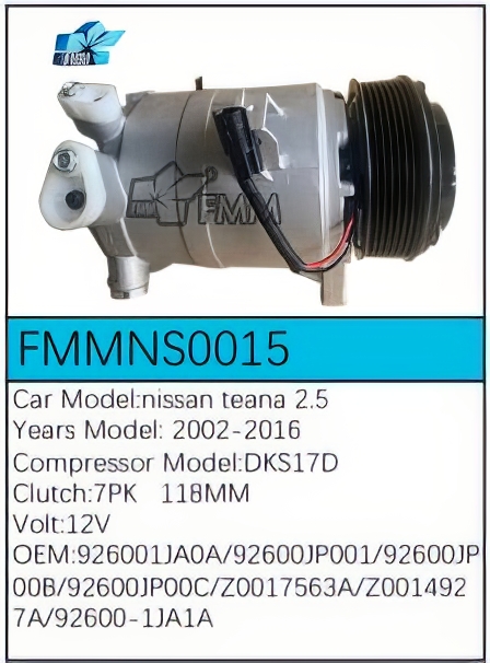PartzBiz CE: -Compressor for Nissan - FMMNS0015 PartzBiz CE: -Compressor for Nissan - FMMNS0015