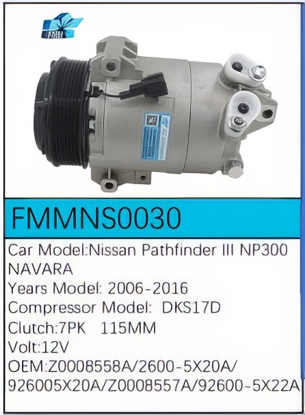 PartzBiz CE: -Compressor for Nissan - FMMNS0030 PartzBiz CE: -Compressor for Nissan - FMMNS0030