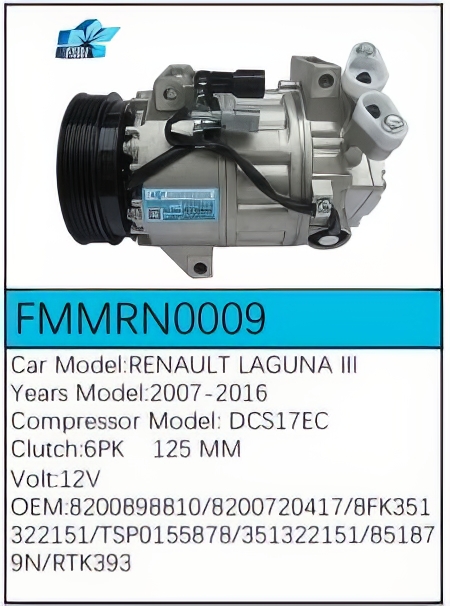PartzBiz CE: -Compressor for Renault - FMMRN0009 PartzBiz CE: -Compressor for Renault - FMMRN0009