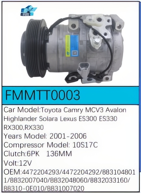 PartzBiz CE: -Compressor for Toyota - FMMTT0003 PartzBiz CE: -Compressor for Toyota - FMMTT0003