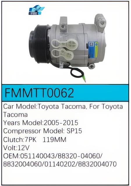 PartzBiz CE: -Compressor for Toyota - FMMTT0062 PartzBiz CE: -Compressor for Toyota - FMMTT0062